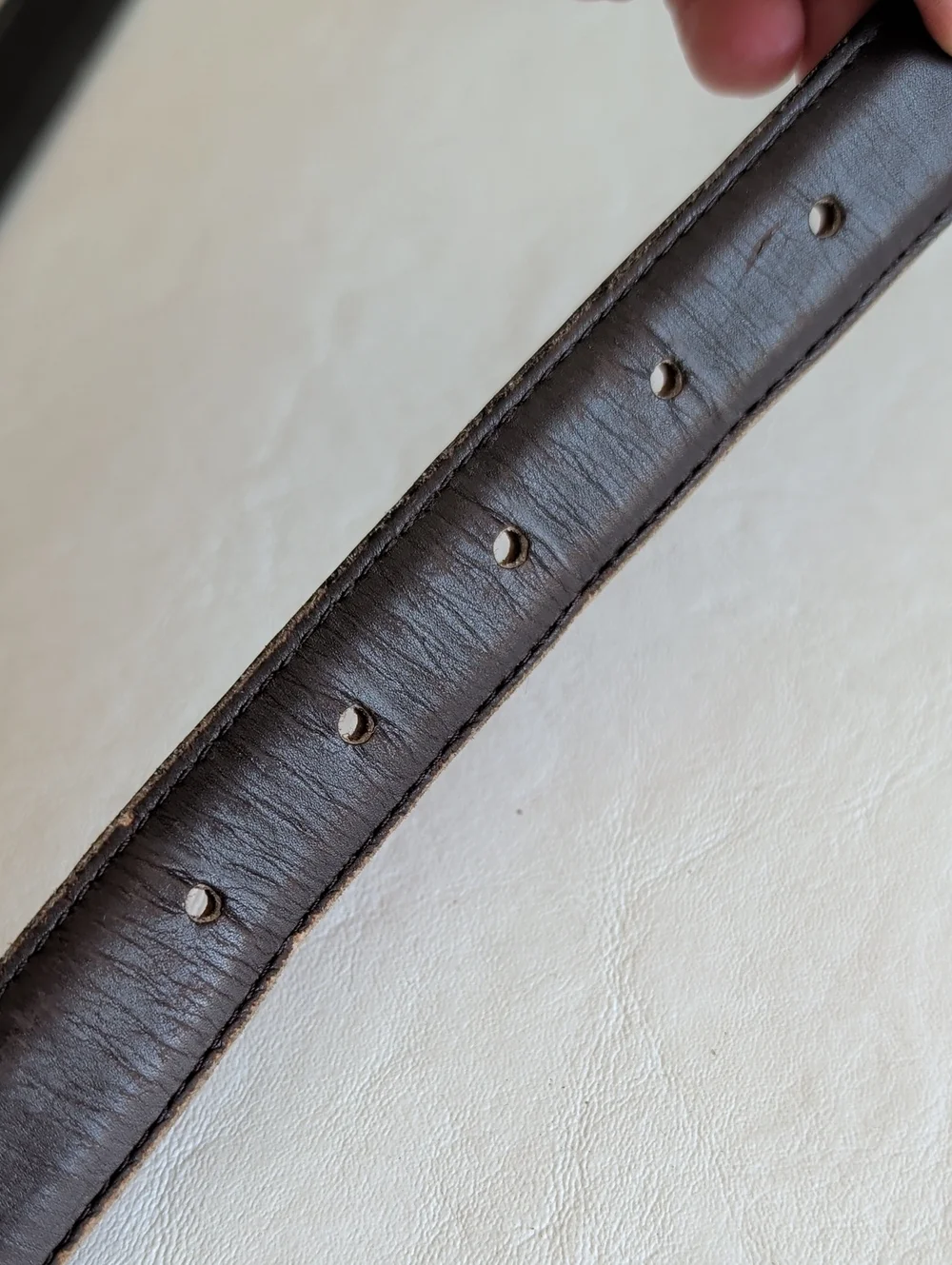 Set Of Two Coach Slim Dark Brown & Navy Leather Belts Brass Hardware Size 30